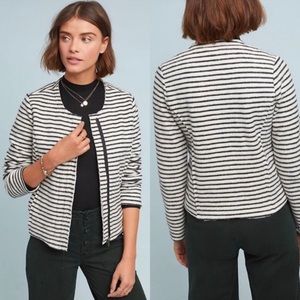 Anthropologie Dolan Left Coast Soft Brushed Fleece Stripe Zipper Moto Jacket